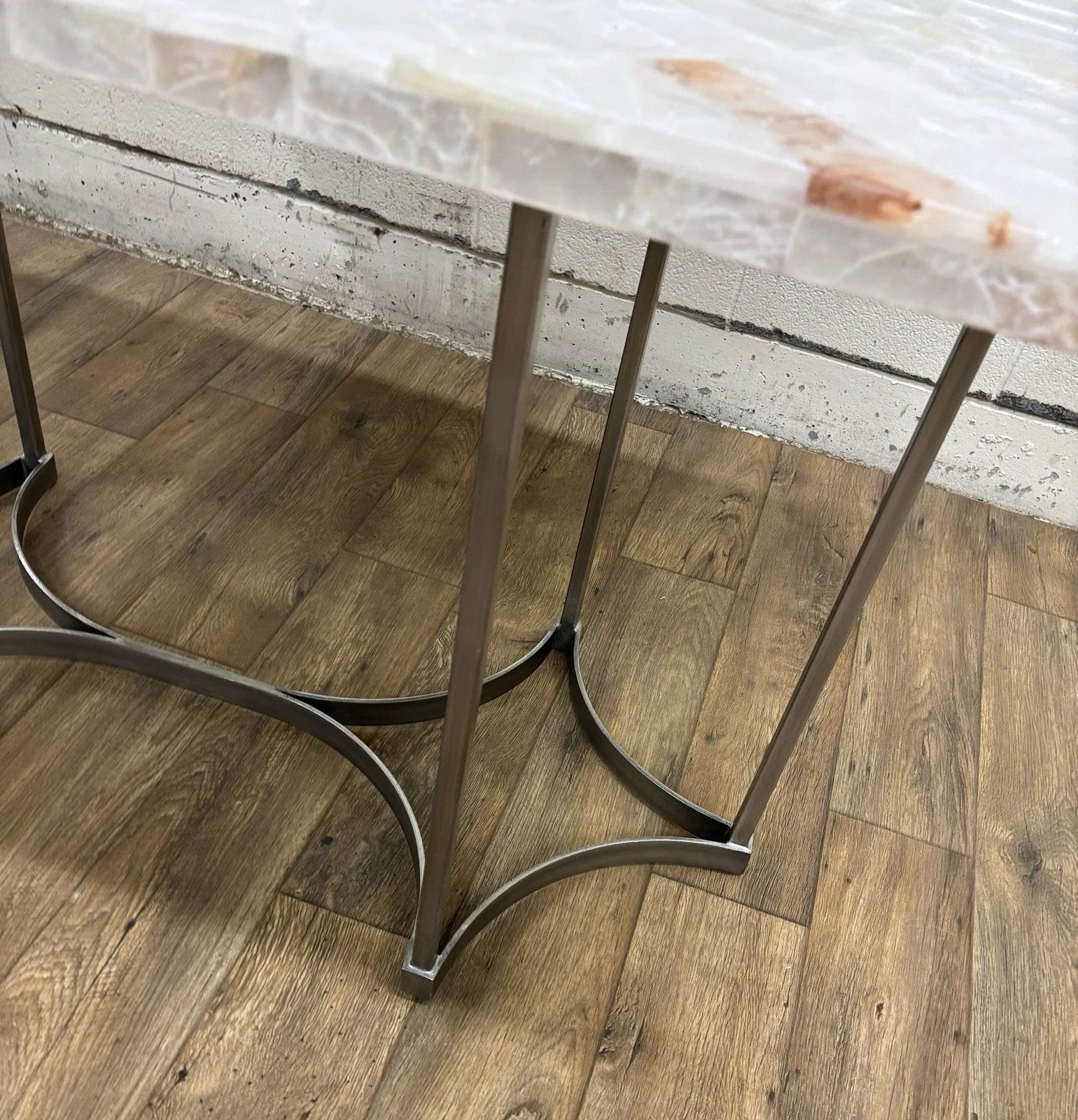 Vintage Hooker Furniture Co Selenite Mosaic Sunburst Dining Table Writing Desk