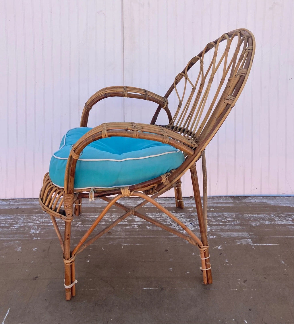 Vintage Boho Rattan Lounge Chair