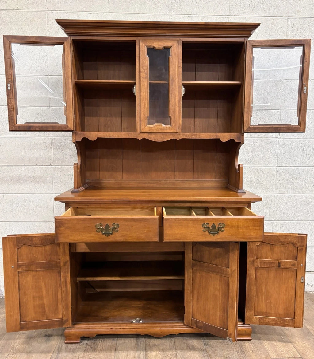Vintage Tell City Young Republic Colonial China Cabinet Buffet Hutch and Cupboard