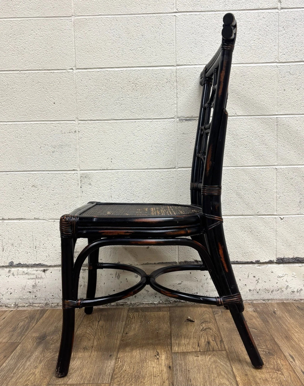 Pier 1 Chippendale Style Woven Rattan Fretwork Fret Dining Side Chair