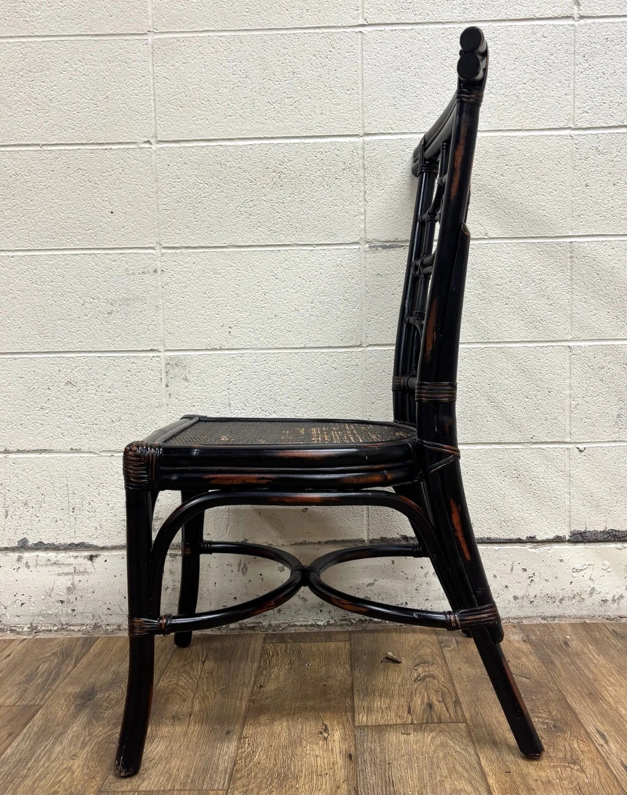 Pier 1 Chippendale Style Woven Rattan Fretwork Fret Dining Side Chair