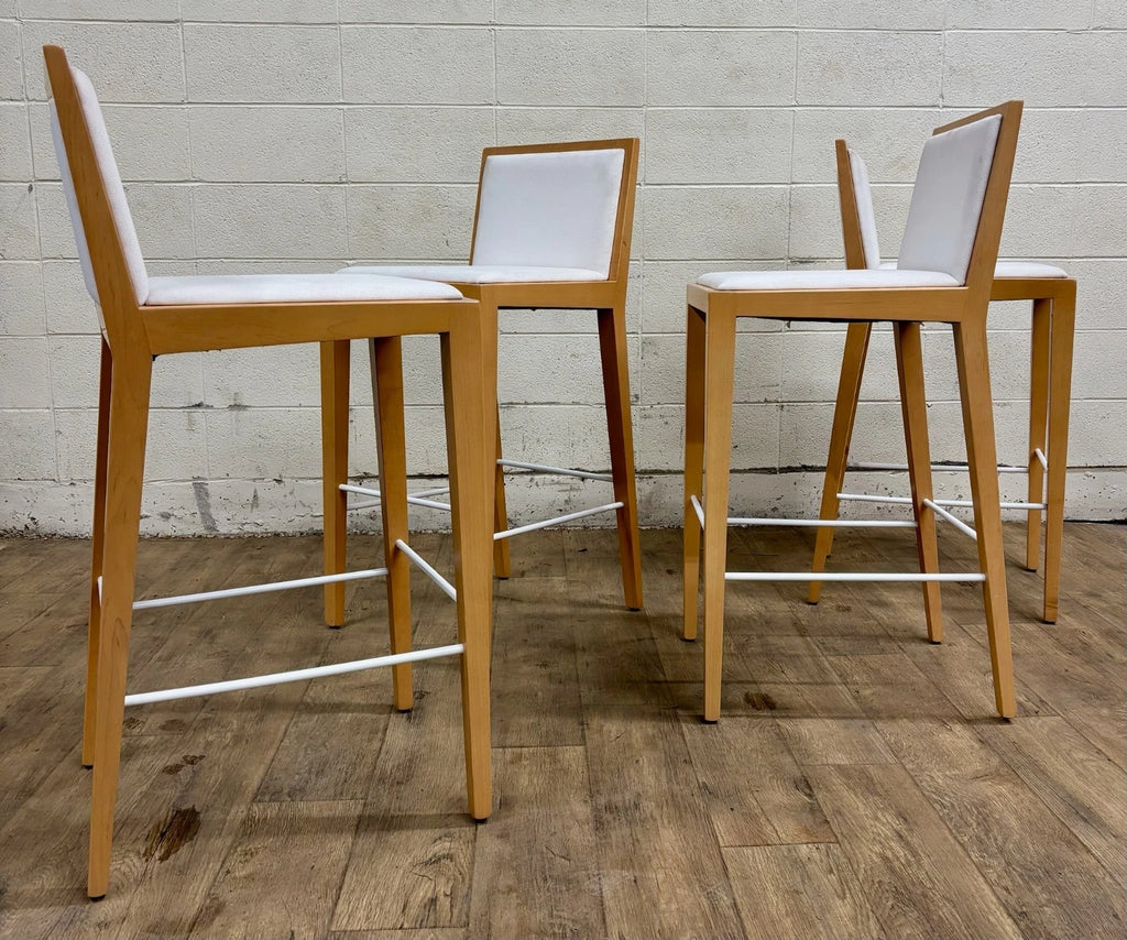 Martin Brattrud Maple Feather Down Upholstered Barstools Style 1045 - Set of 4