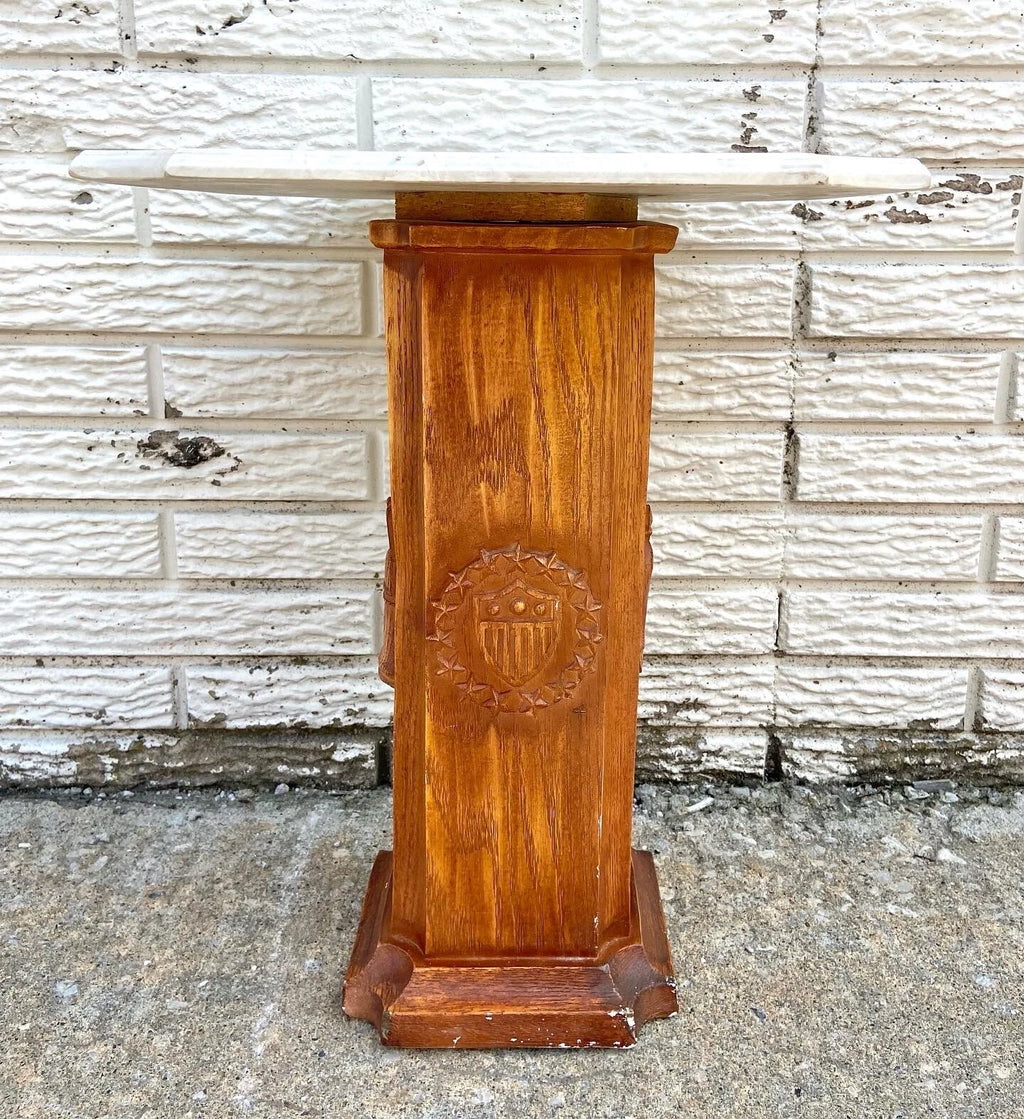 Gothic Style Pedestal Table with USA Symbols