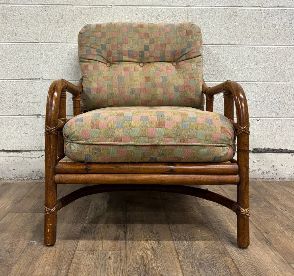 Vintage Ficks Reed Mid Century Modern MCM Rattan Armchair Lounge Chair Lounger