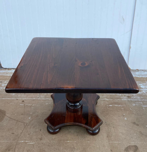 Vintage Ethan Allen Antiqued Pine Square Pedestal Cocktail Table #12-8054